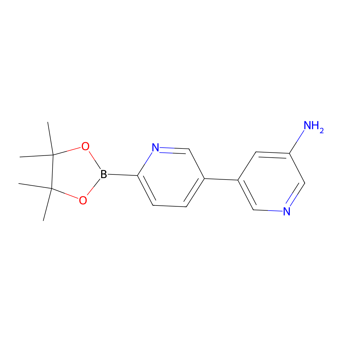 5-(5-Amino-3-pyridyl)pyridine-2-boronic acid pinacol ester molecular structure, CAS 1402172-51-3