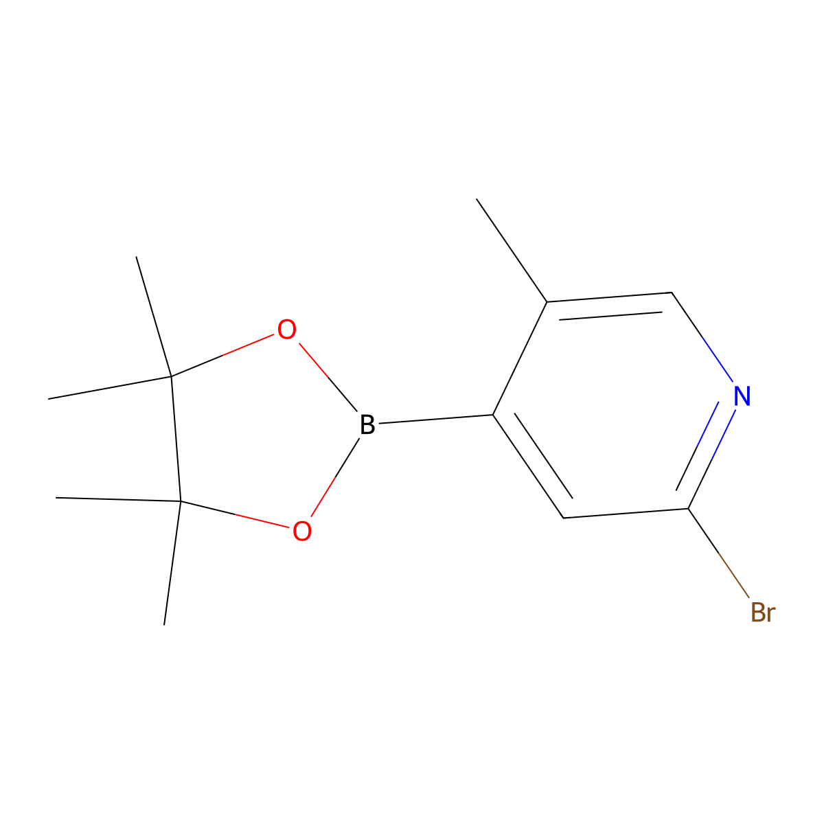 2-Bromo-5-methyl-4-(4,4,5,5-tetramethyl-1,3,2-dioxaborolan-2-yl)pyridine molecular structure, CAS 1402172-61-5