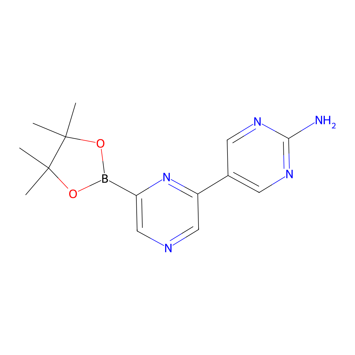 6-(2-Amino-5-pyrimidyl)pyrazine-2-boronic acid pinacol ester molecular structure, CAS 1402172-74-0