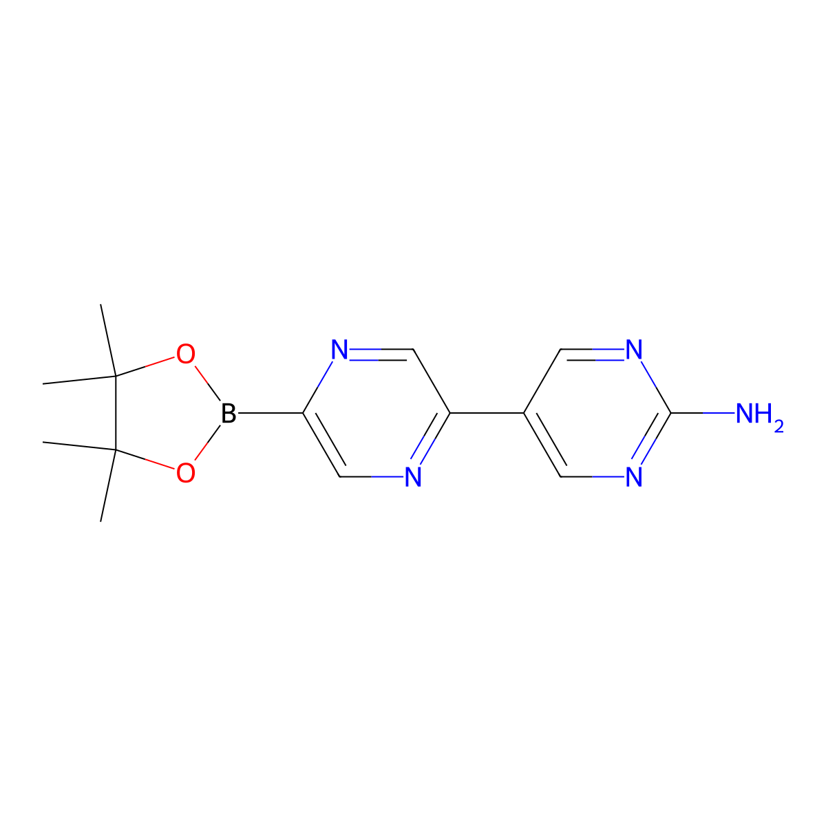 5-(2-Amino-5-pyrimidyl)pyrazine-2-boronic acid pinacol ester molecular structure, CAS 1402172-75-1