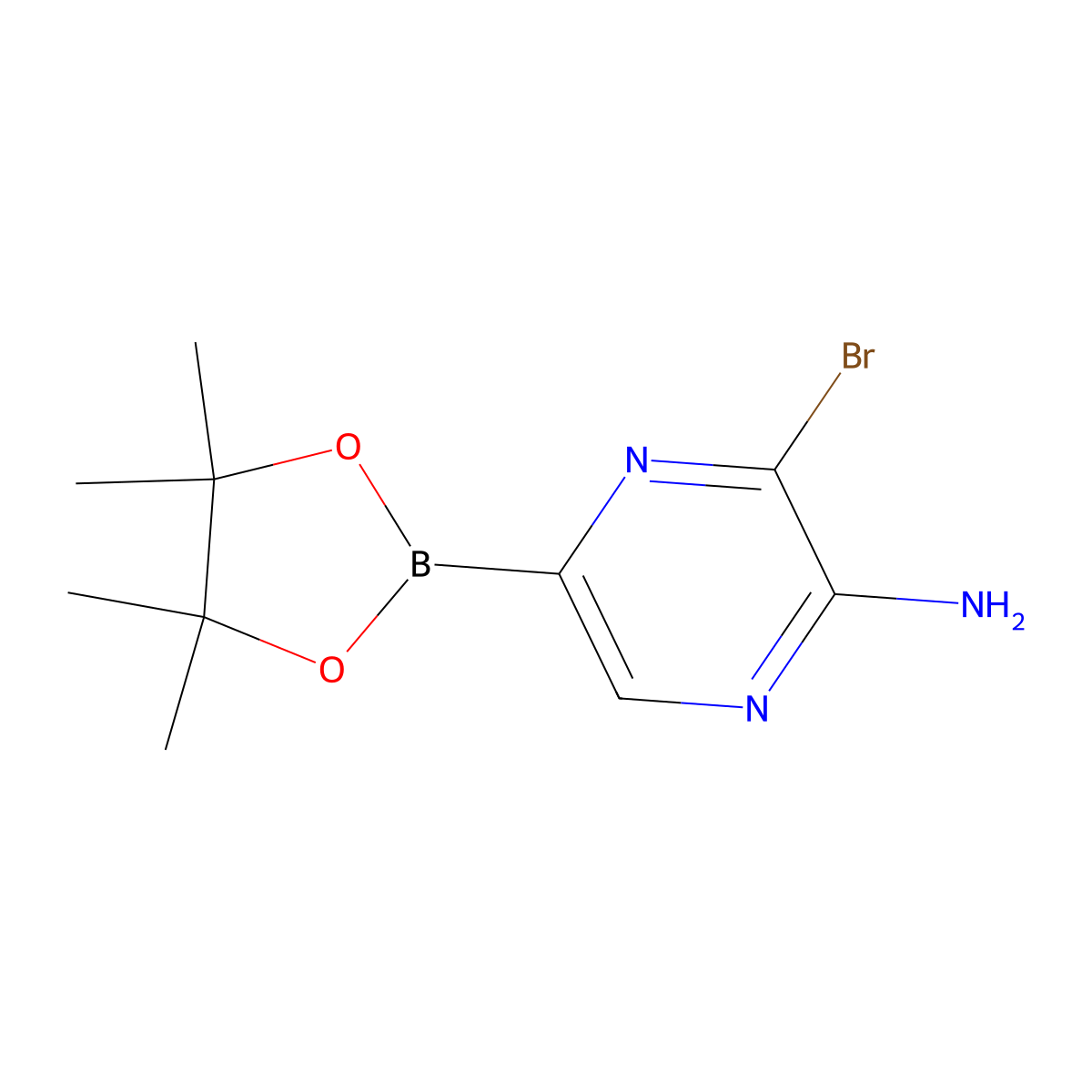 3-Bromo-5-(4,4,5,5-tetramethyl-1,3,2-dioxaborolan-2-YL)pyrazin-2-amine molecular structure, CAS 1402172-88-6
