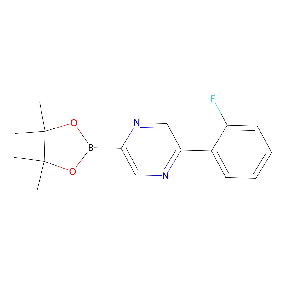 5-(2-Fluorophenyl)pyrazine-2-boronic acid pinacol ester molecular structure, CAS 1402172-92-2
