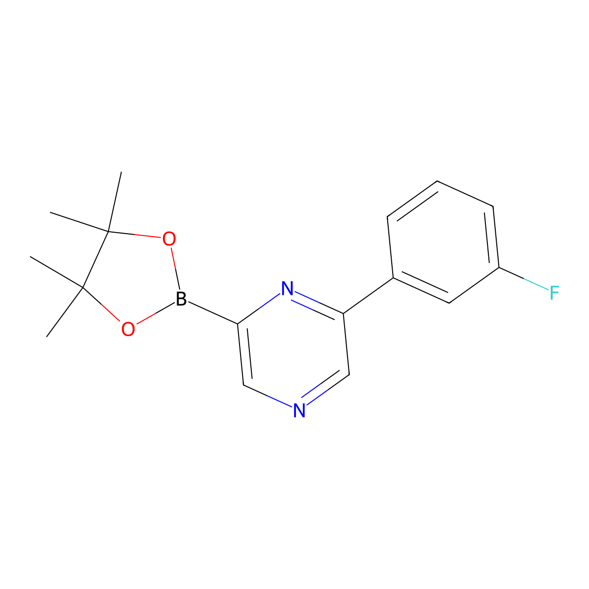 6-(3-Fluorophenyl)pyrazine-2-boronic acid pinacol ester molecular structure, CAS 1402172-95-5