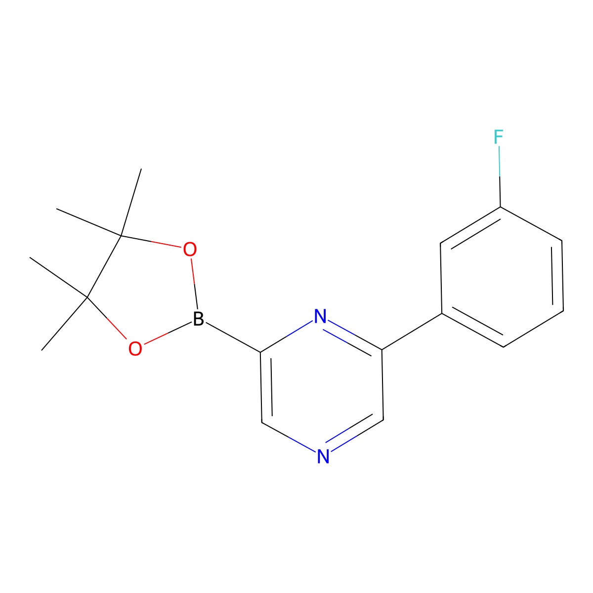 6-(3-Fluorophenyl)pyrazine-2-boronic acid pinacol ester molecular structure, CAS 1402172-95-5