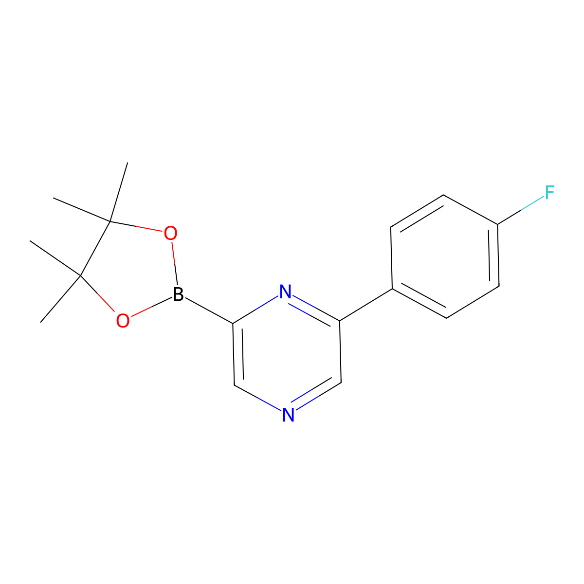 6-(4-Fluorophenyl)pyrazine-2-boronic acid pinacol ester molecular structure, CAS 1402172-96-6