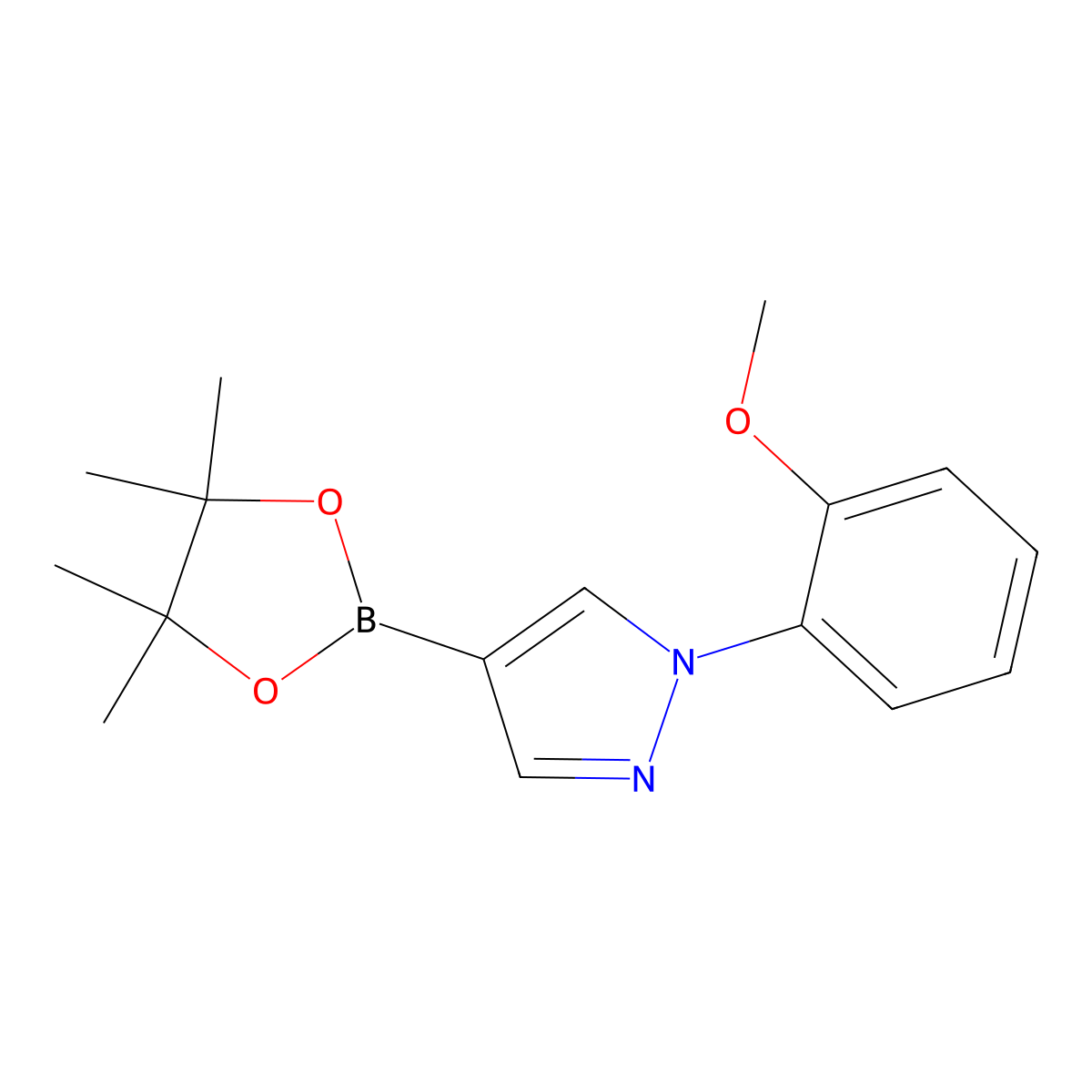 1-(2-Methoxyphenyl)-4-(4,4,5,5-tetramethyl-1,3,2-dioxaborolan-2-yl)-1H-pyrazole molecular structure, CAS 1402173-06-1