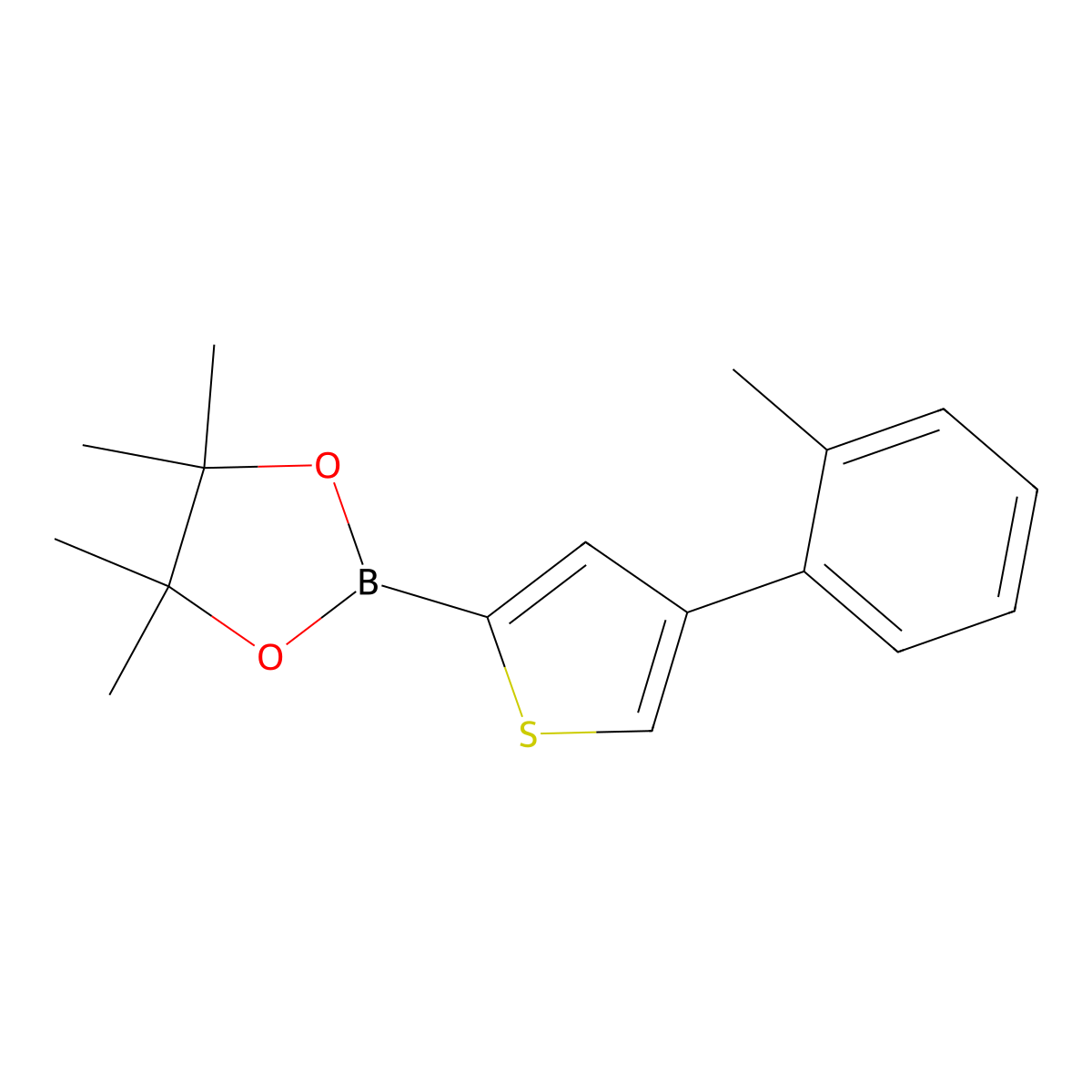 4-(2-Tolyl)thiophene-2-boronic acid pinacol ester molecular structure, CAS 1402173-81-2