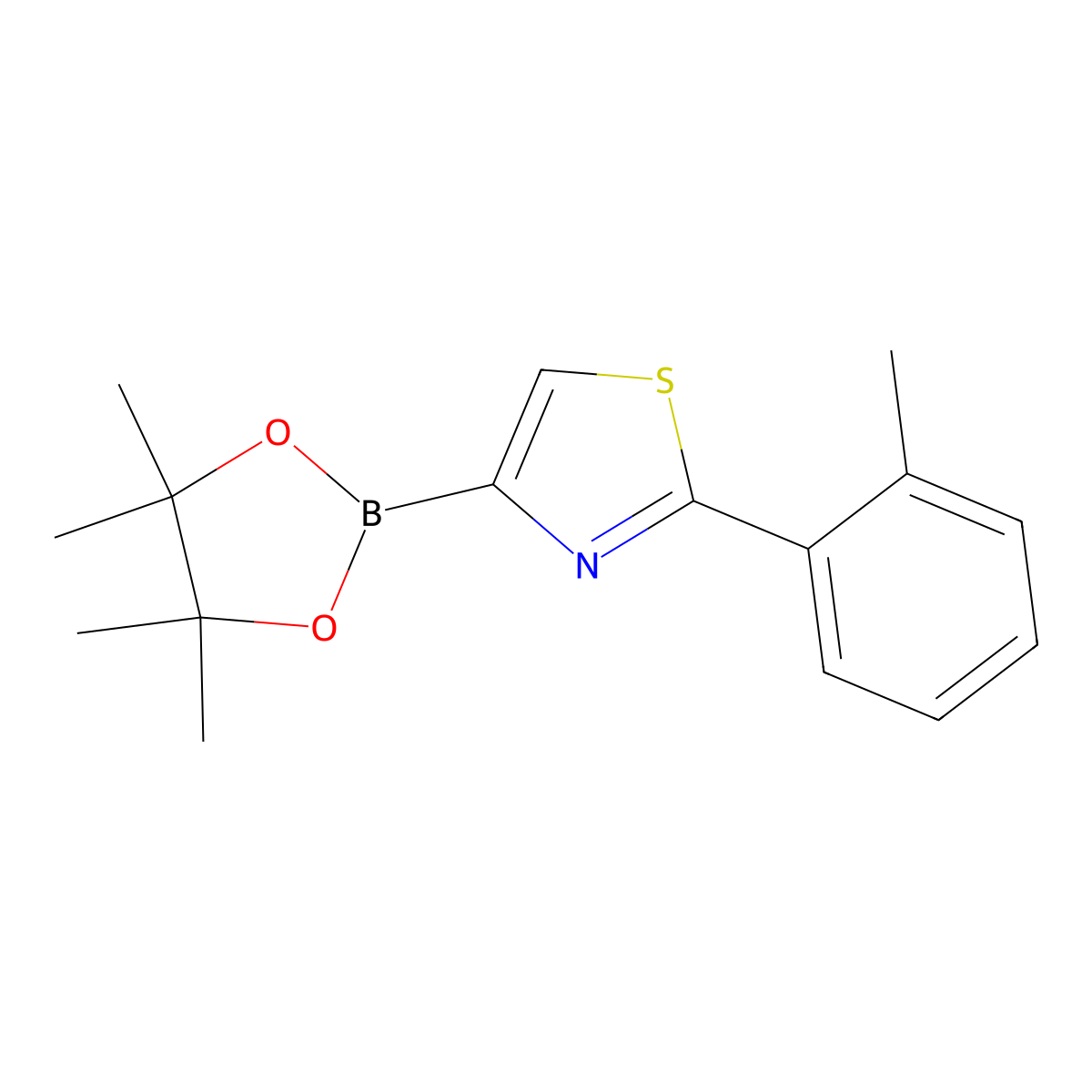 2-(2-Tolyl)thiazole-4-boronic acid pinacol ester molecular structure, CAS 1402173-88-9