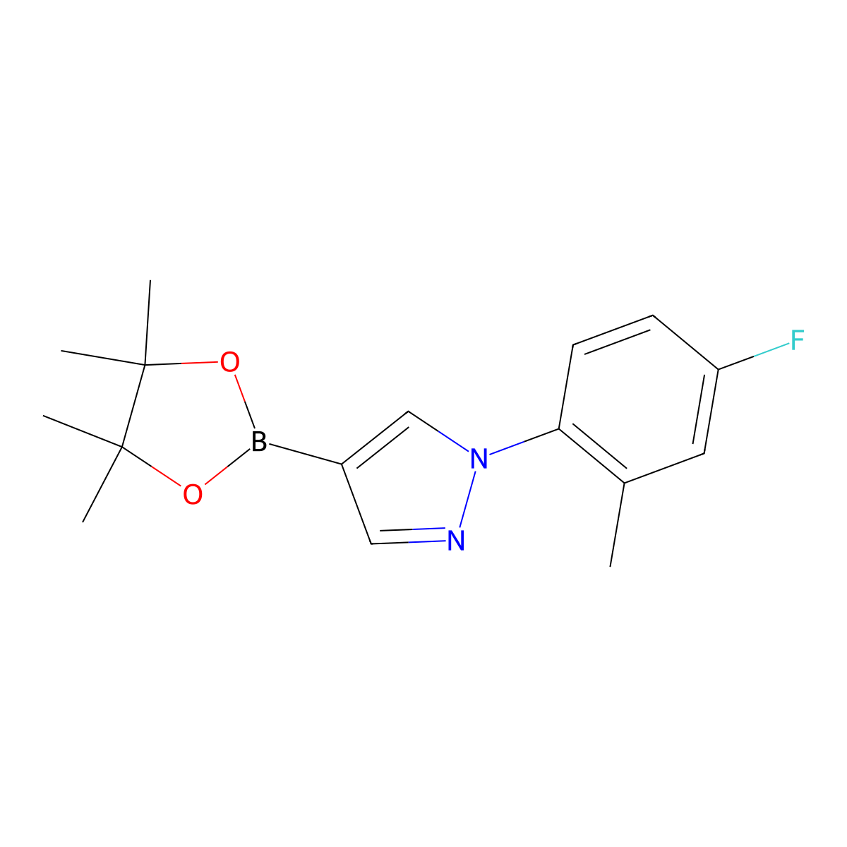 1-(2-Methyl-4-fluorophenyl)-1H-pyrazole-4-boronic acid pinacol ester molecular structure, CAS 1402173-92-5