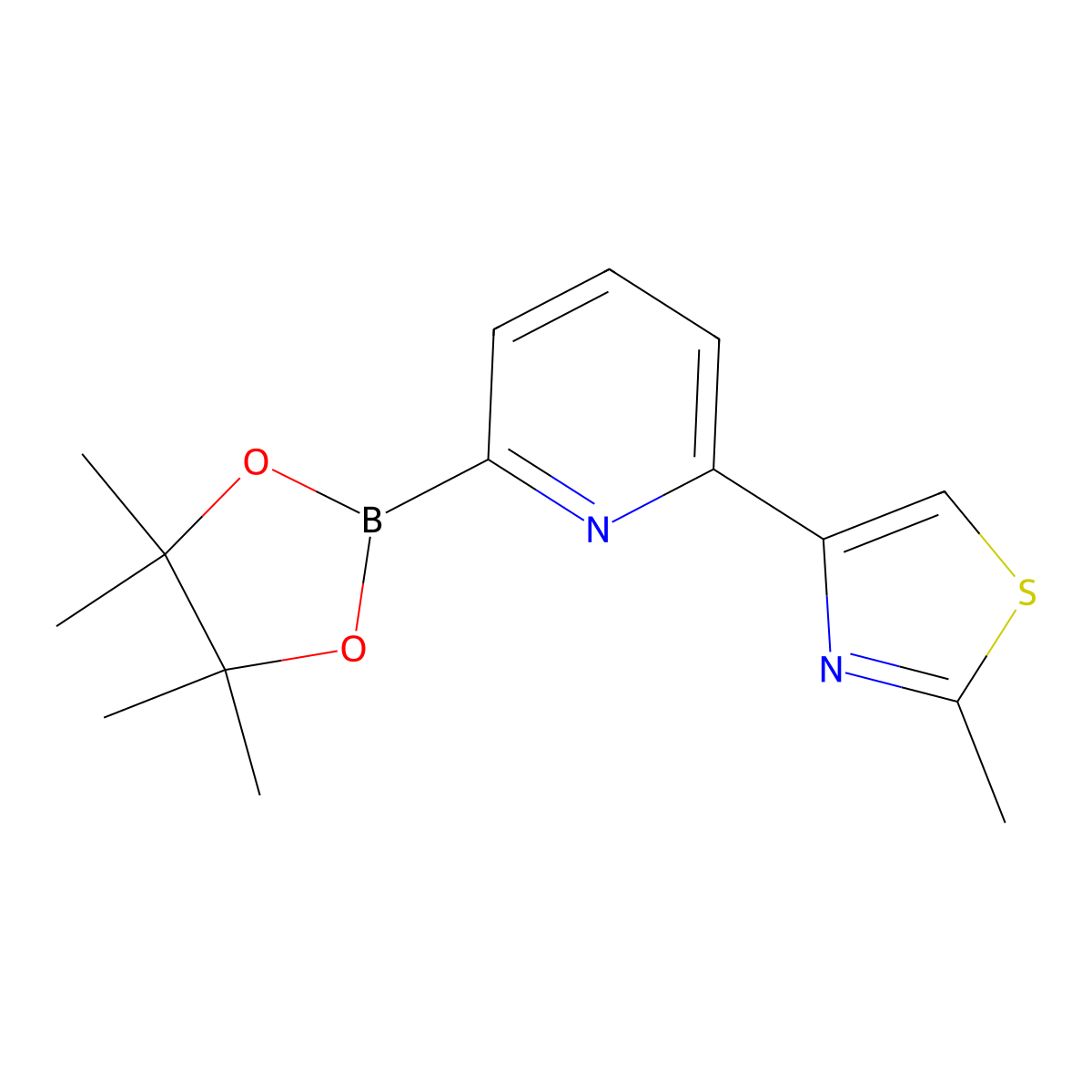 6-(2-Methyl-4-thiazolyl)pyridine-2-boronic acid pinacol ester molecular structure, CAS 1402173-93-6