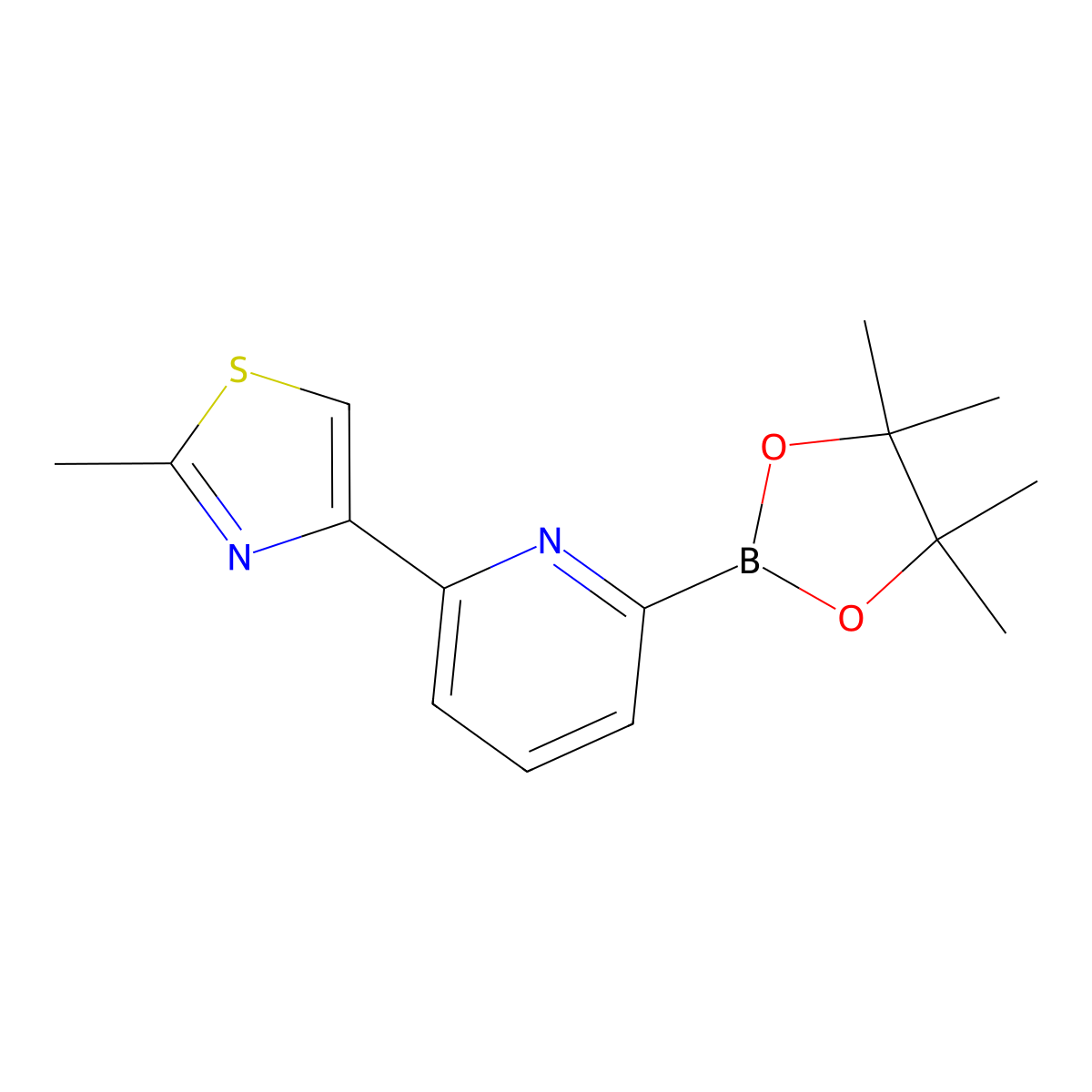 6-(2-Methyl-4-thiazolyl)pyridine-2-boronic acid pinacol ester molecular structure, CAS 1402173-93-6