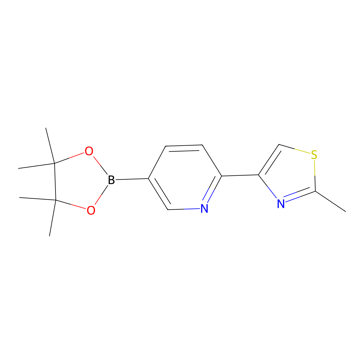 6-(2-Methyl-4-thiazolyl)pyridine-3-boronic acid pinacol ester molecular structure, CAS 1402173-98-1