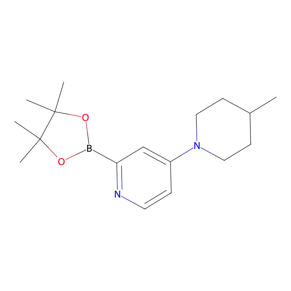 4-(4-Methylpiperidin-1-yl)pyridine-2-boronic acid pinacol ester molecular structure, CAS 1402173-99-2