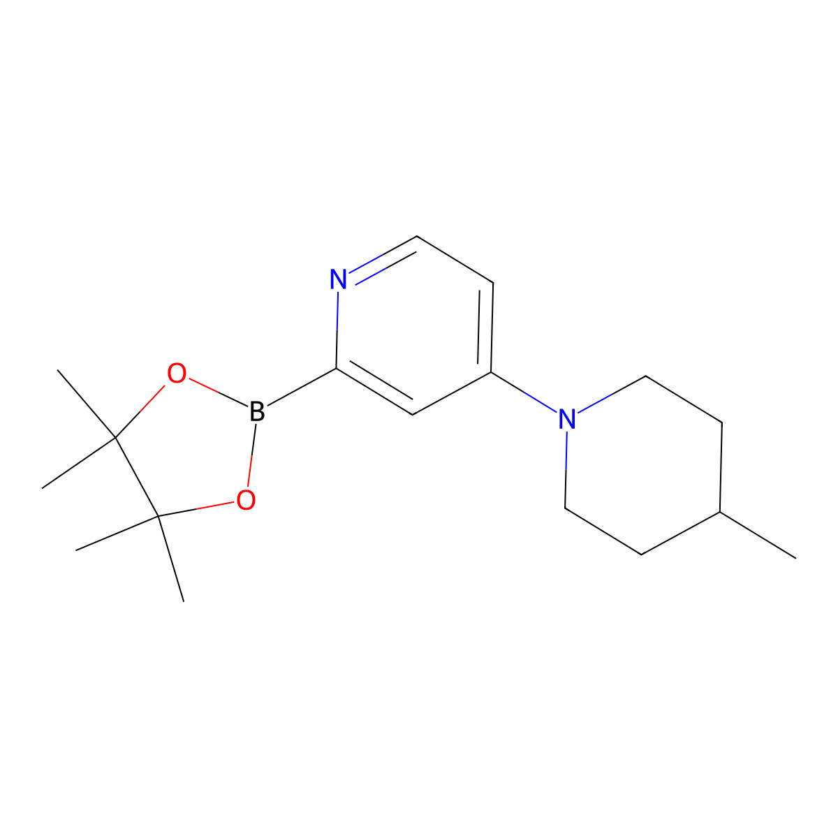 4-(4-Methylpiperidin-1-yl)pyridine-2-boronic acid pinacol ester molecular structure, CAS 1402173-99-2