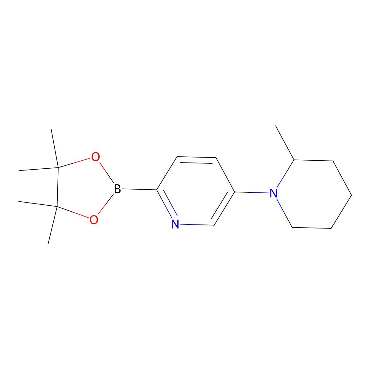 5-(2-Methylpiperidino)pyridine-2-boronic acid pinacol ester molecular structure, CAS 1402174-00-8
