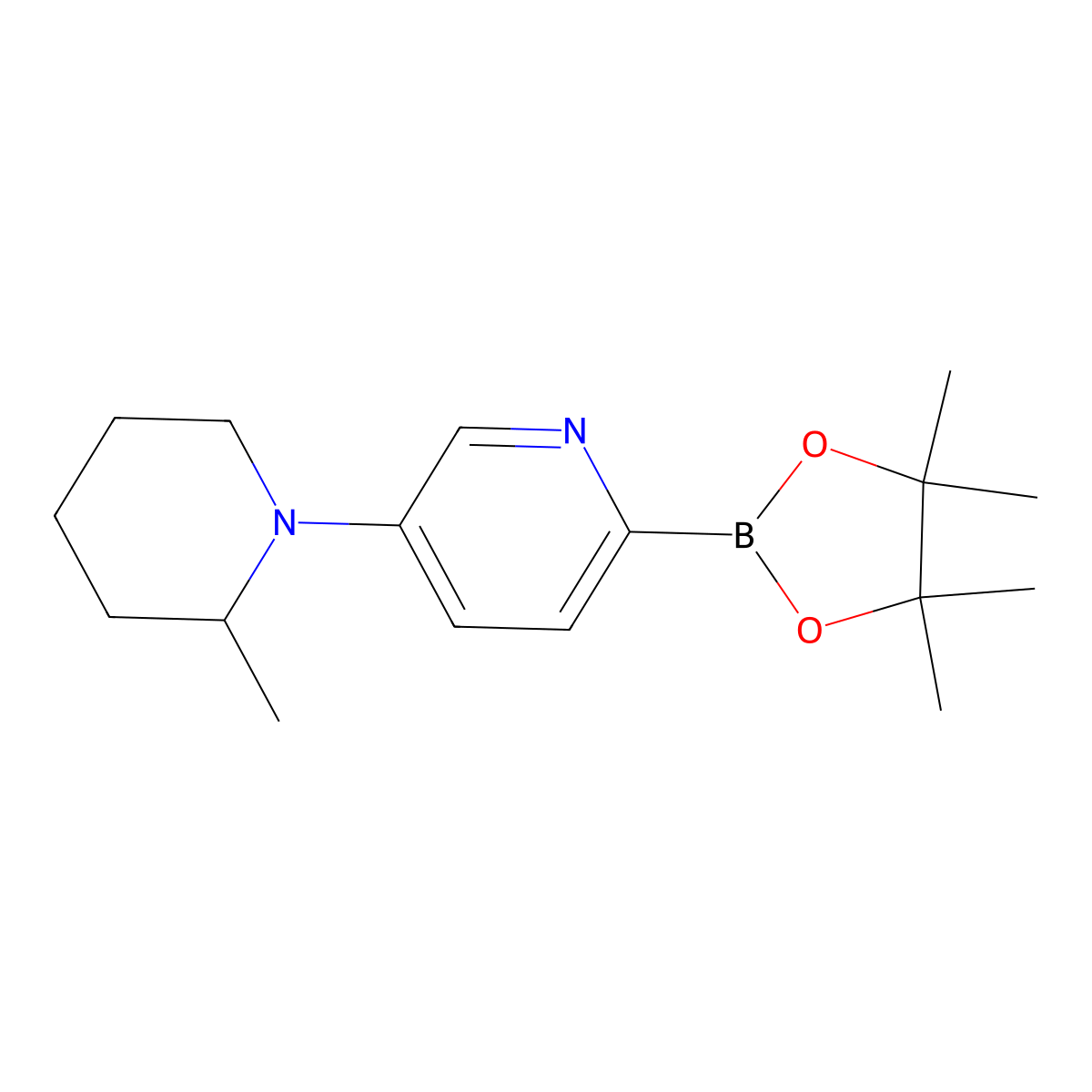 5-(2-Methylpiperidino)pyridine-2-boronic acid pinacol ester molecular structure, CAS 1402174-00-8