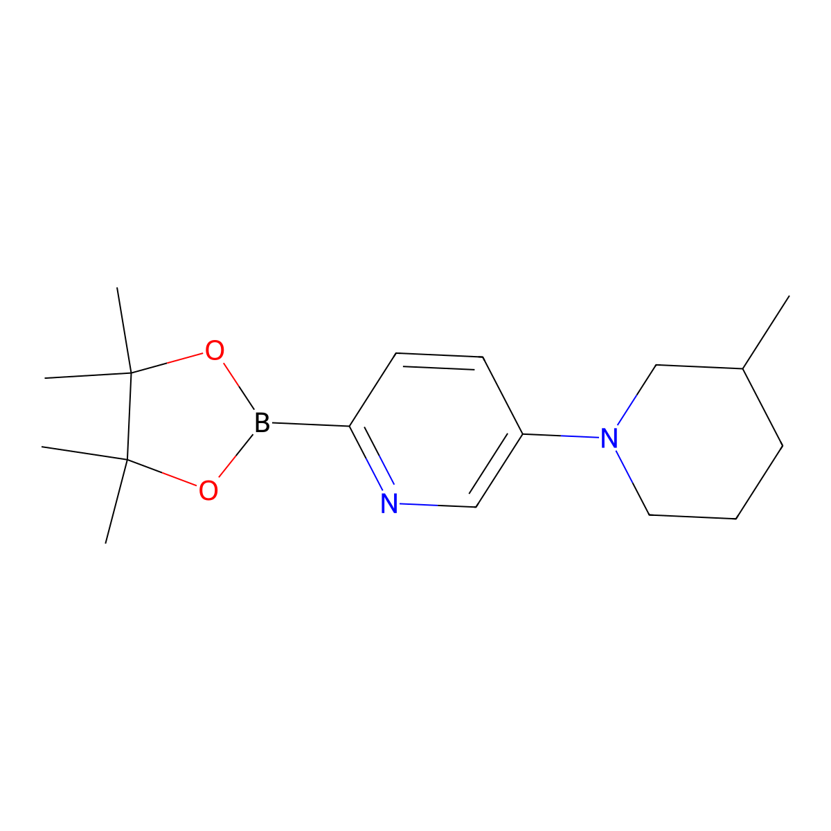 5-(3-Methylpiperidino)pyridine-2-boronic acid pinacol ester molecular structure, CAS 1402174-01-9