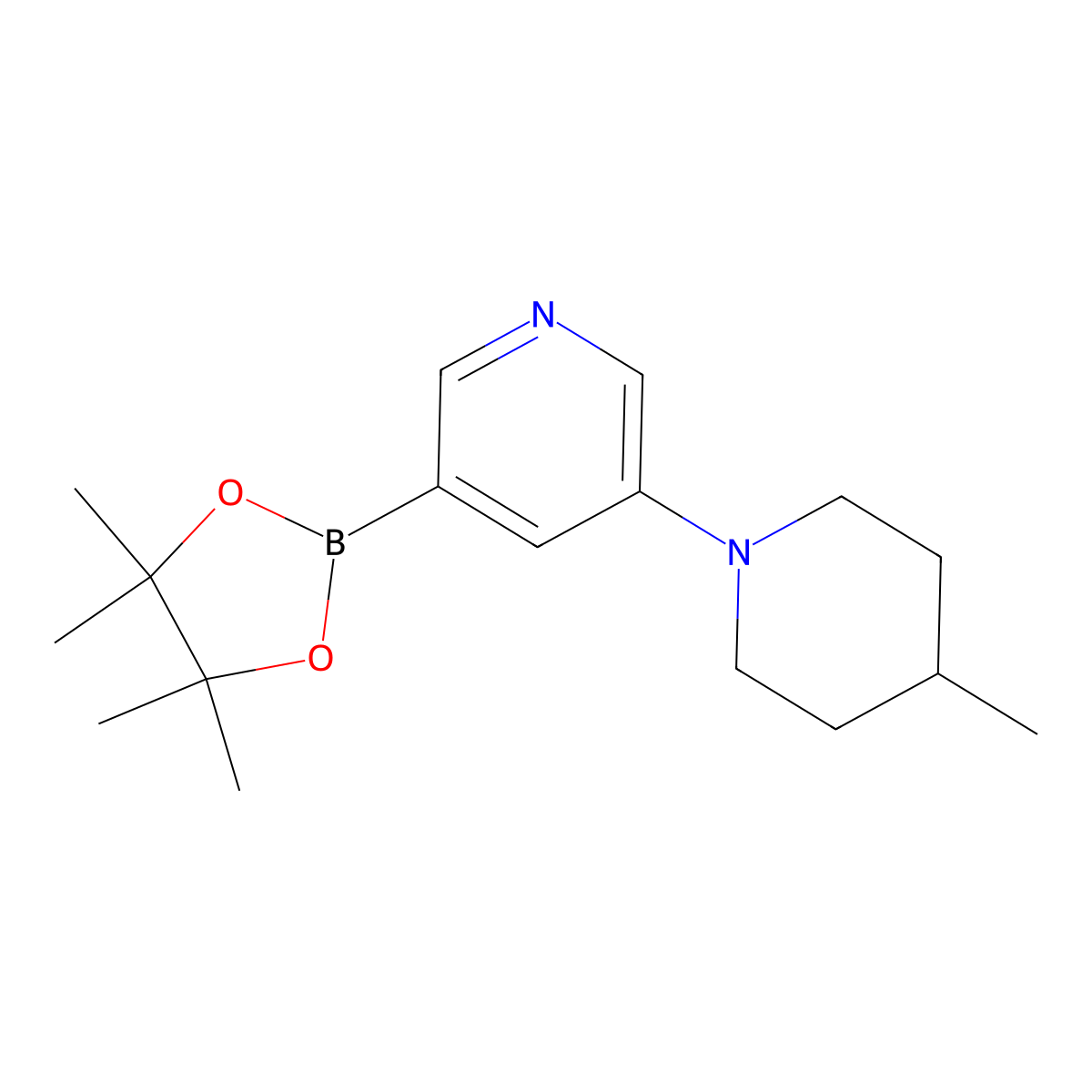 5-(4-Methylpiperidin-1-yl)pyridine-3-boronic acid pinacol ester molecular structure, CAS 1402174-02-0