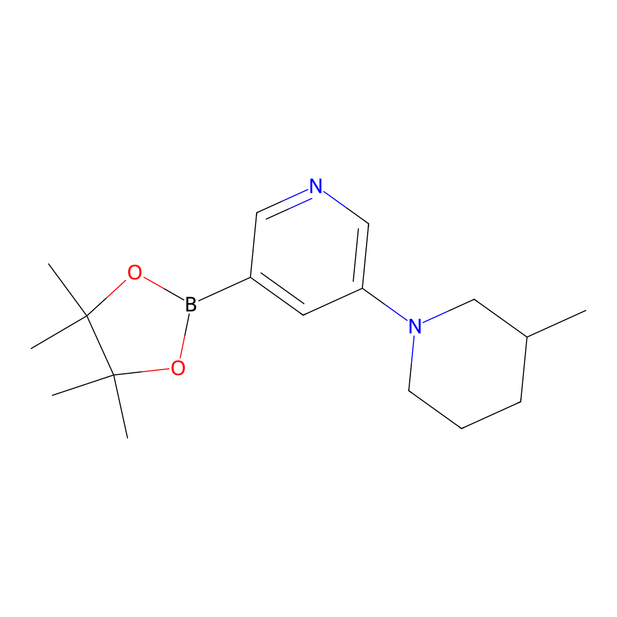 5-(3-Methylpiperidin-1-yl)pyridine-3-boronic acid pinacol ester molecular structure, CAS 1402174-04-2