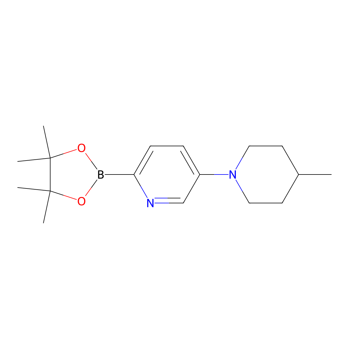 5-(4-Methylpiperidino)pyridine-2-boronic acid pinacol ester molecular structure, CAS 1402174-05-3