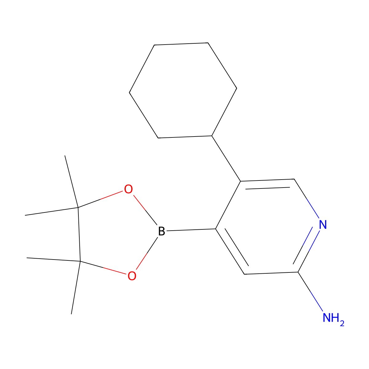 2-Amino-5-cyclohexylpyridine-4-boronic acid pinacol ester molecular structure, CAS 1402174-06-4