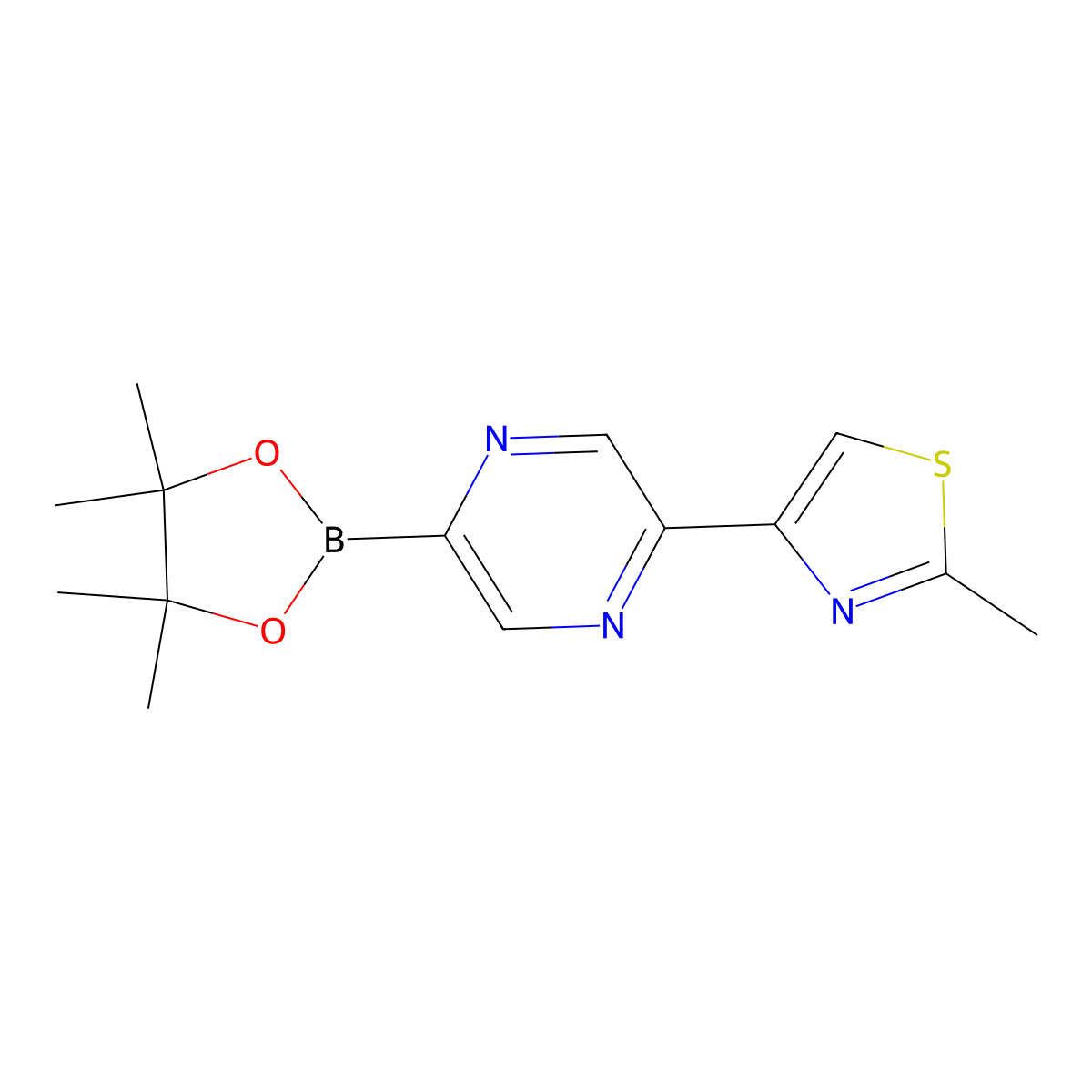 5-(2-Methyl-4-thiazolyl)pyrazine-2-boronic acid pinacol ester molecular structure, CAS 1402174-09-7