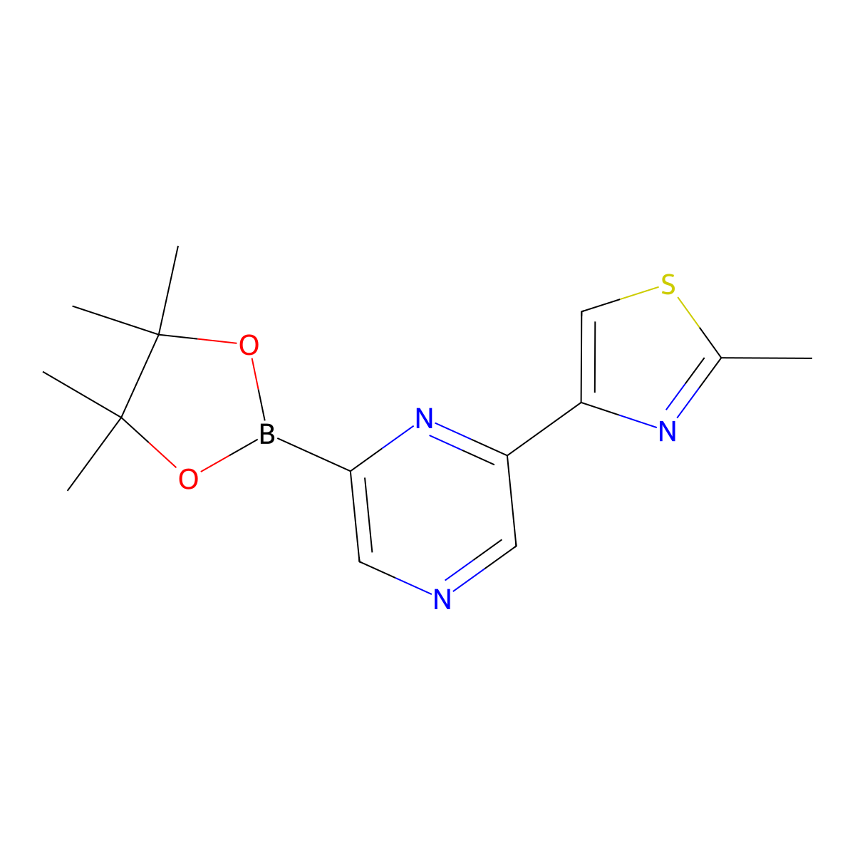 6-(2-Methyl-4-thiazolyl)pyrazine-2-boronic acid pinacol ester molecular structure, CAS 1402174-10-0