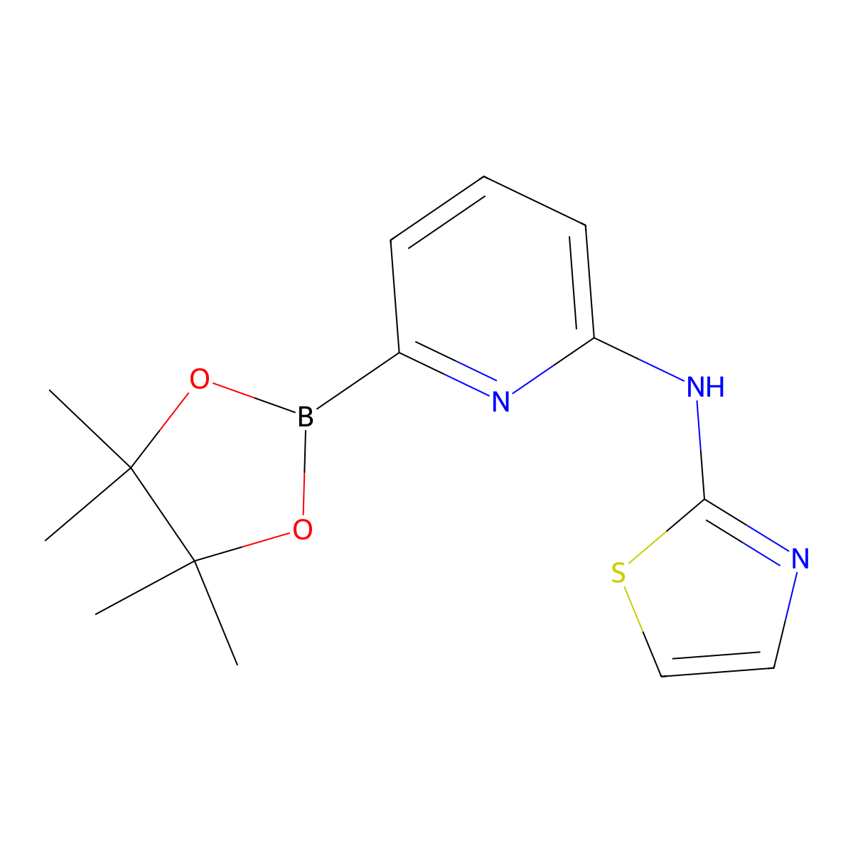 6-(2-Thiazolylamino)pyridine-2-boronic acid pinacol ester molecular structure, CAS 1402174-13-3