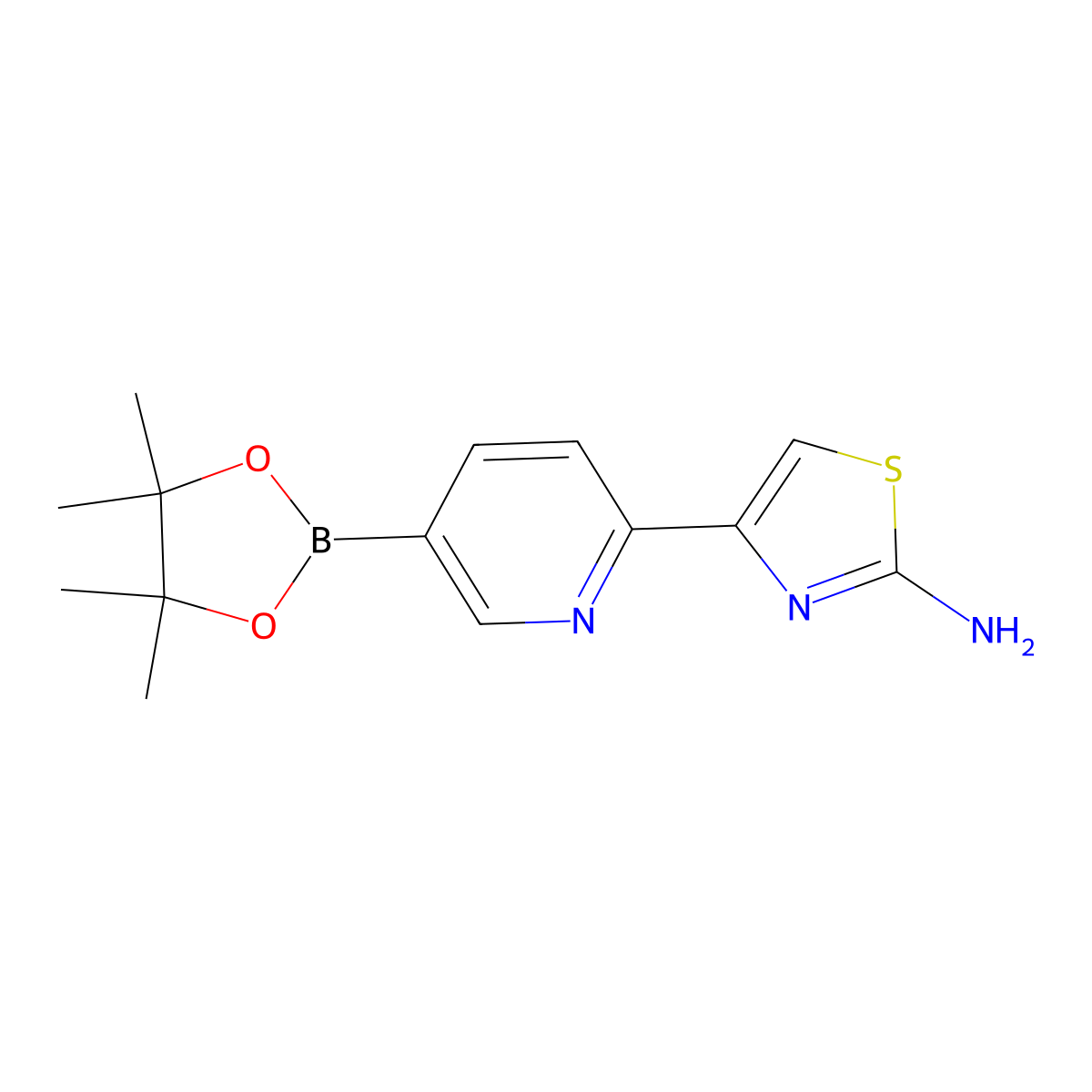 6-(2-Amino-4-thiazolyl)pyridine-3-boronic acid pinacol ester molecular structure, CAS 1402174-14-4