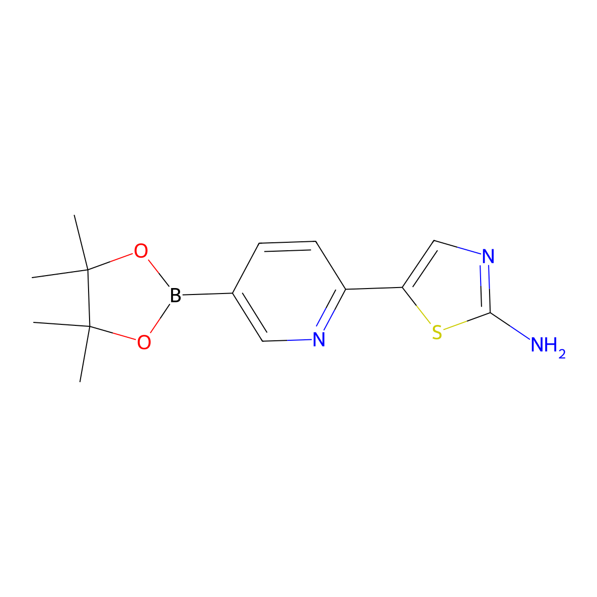 6-(2-Amino-5-thiazolyl)pyridine-3-boronic acid pinacol ester molecular structure, CAS 1402174-15-5