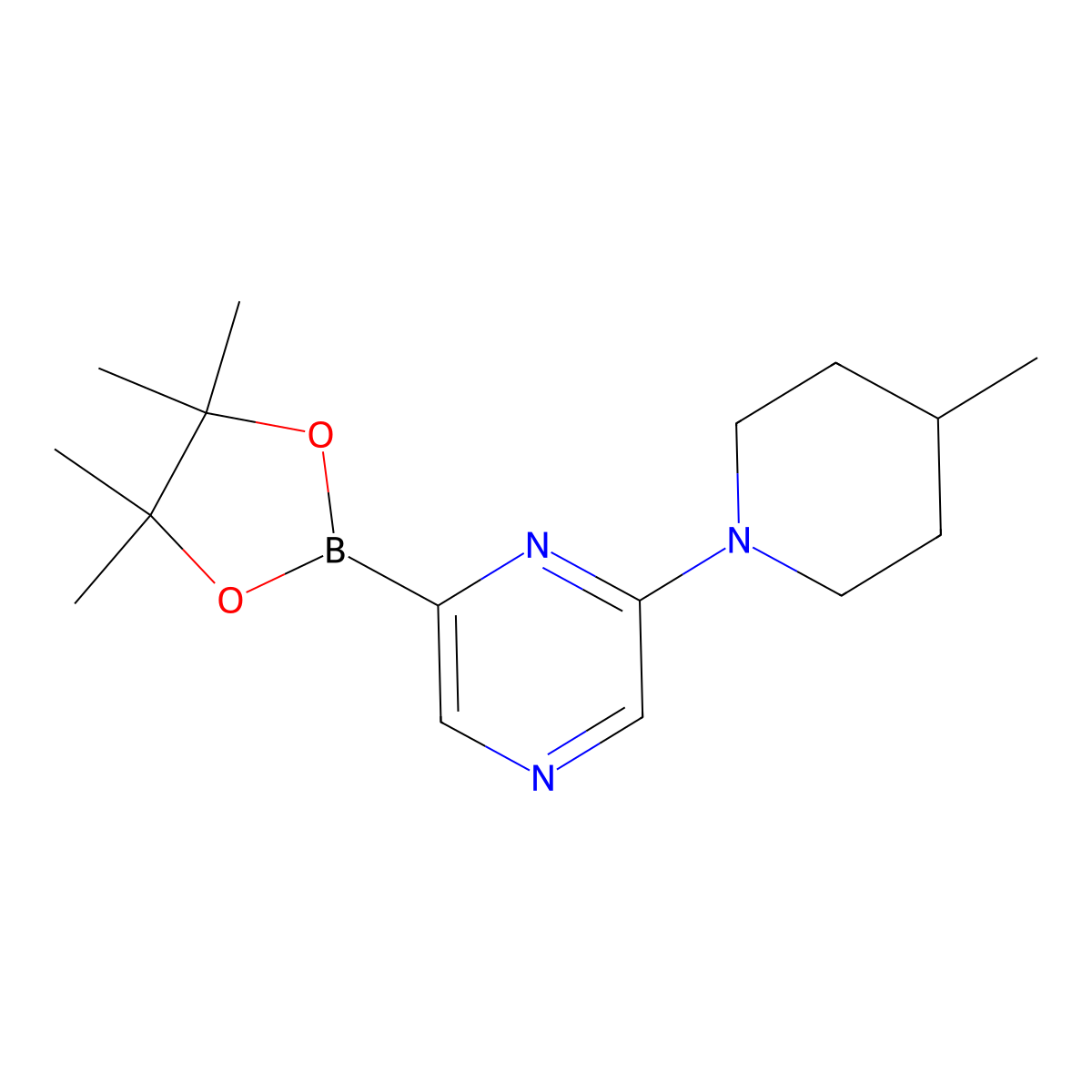 6-(4-Methylpiperidin-1-yl)pyrazine-2-boronic acid pinacol ester molecular structure, CAS 1402174-17-7