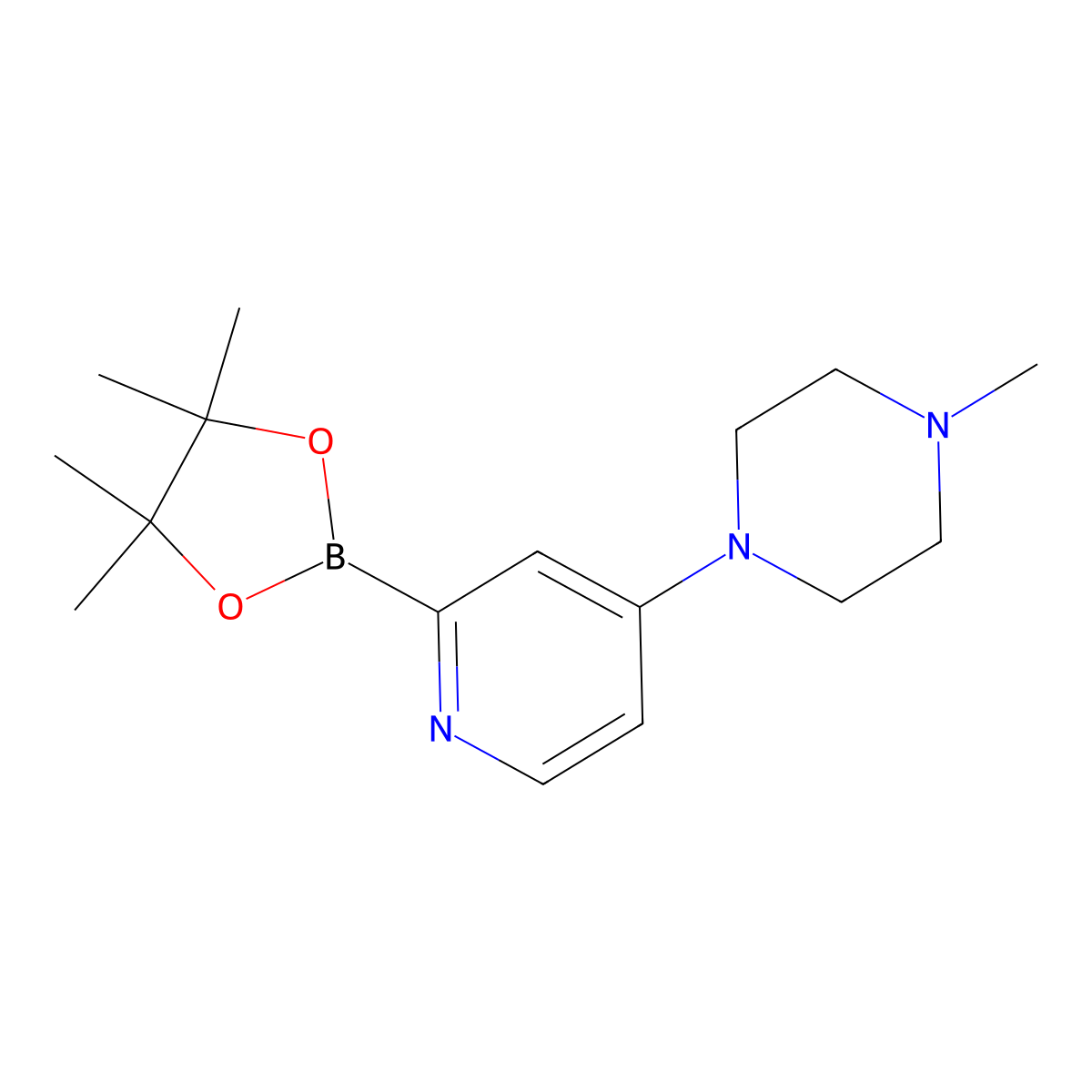 1-Methyl-4-(2-(4,4,5,5-tetramethyl-1,3,2-dioxaborolan-2-YL)pyridin-4-YL)piperazine molecular structure, CAS 1402174-19-9