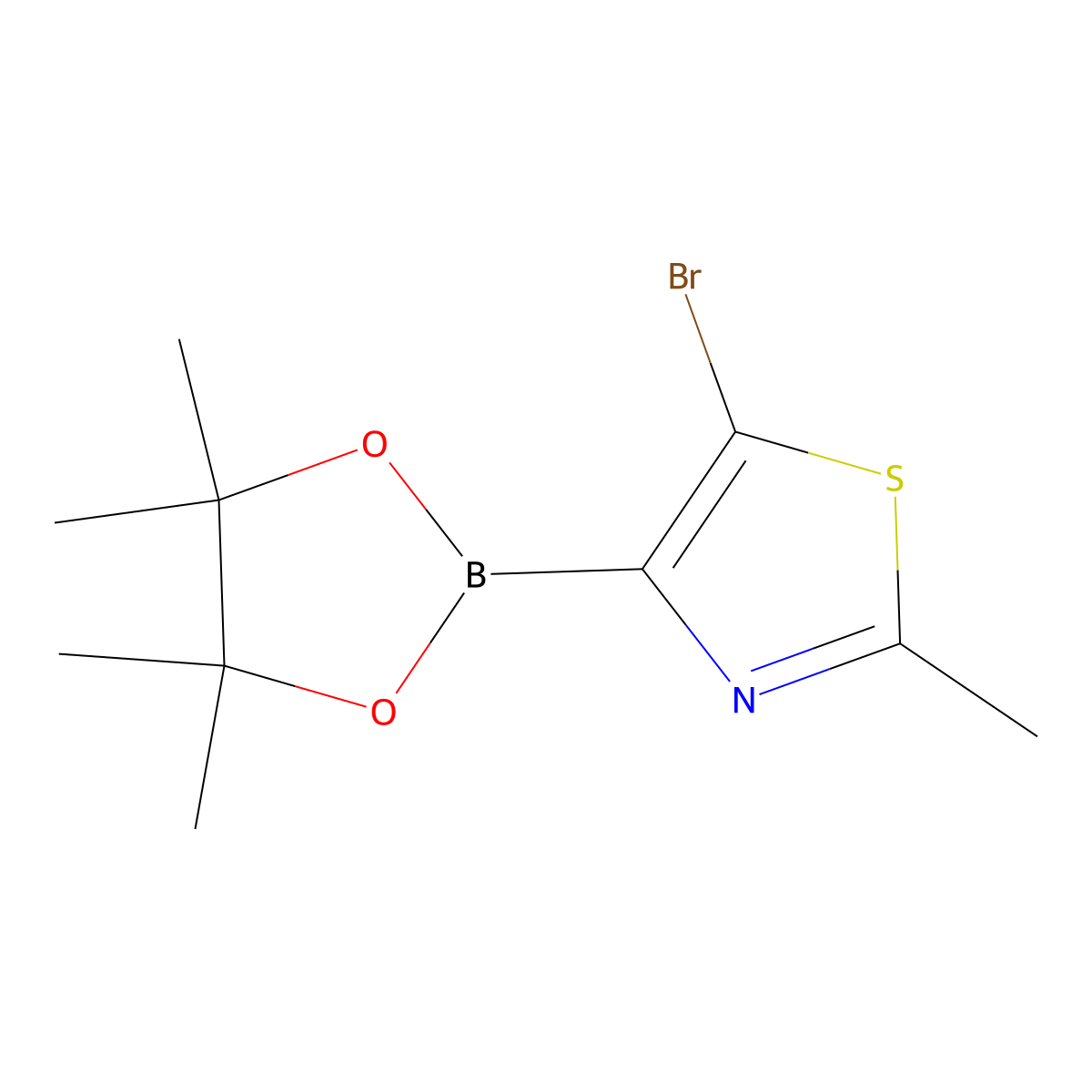 5-Bromo-2-methylthiazole-4-boronic acid pinacol ester molecular structure, CAS 1402174-22-4