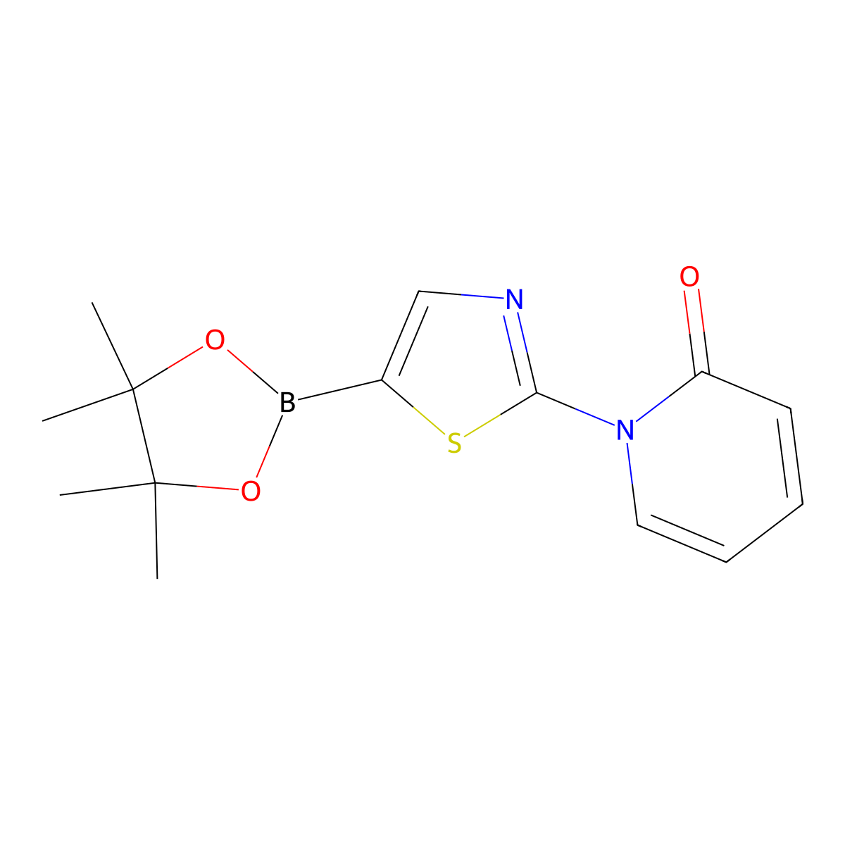 2-(1H-pyridin-2-one)thiazole-5-boronic acid pinacol ester molecular structure, CAS 1402174-24-6