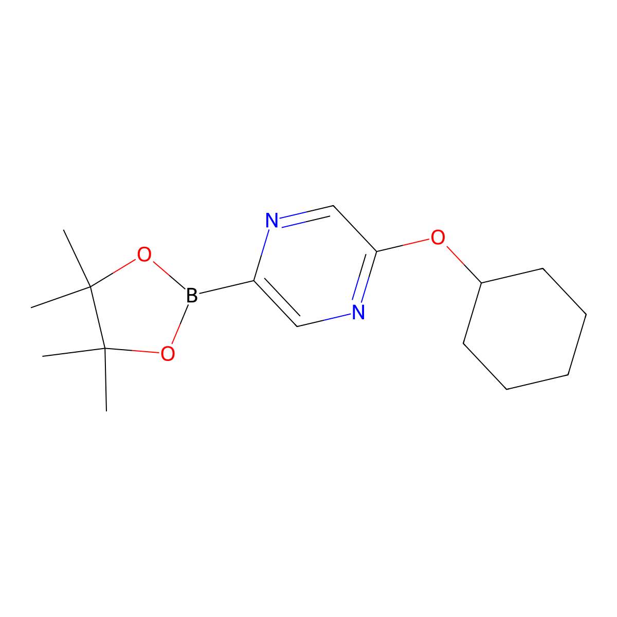 5-(Cyclohexyloxy)pyrazine-2-boronic acid pinacol ester molecular structure, CAS 1402174-32-6