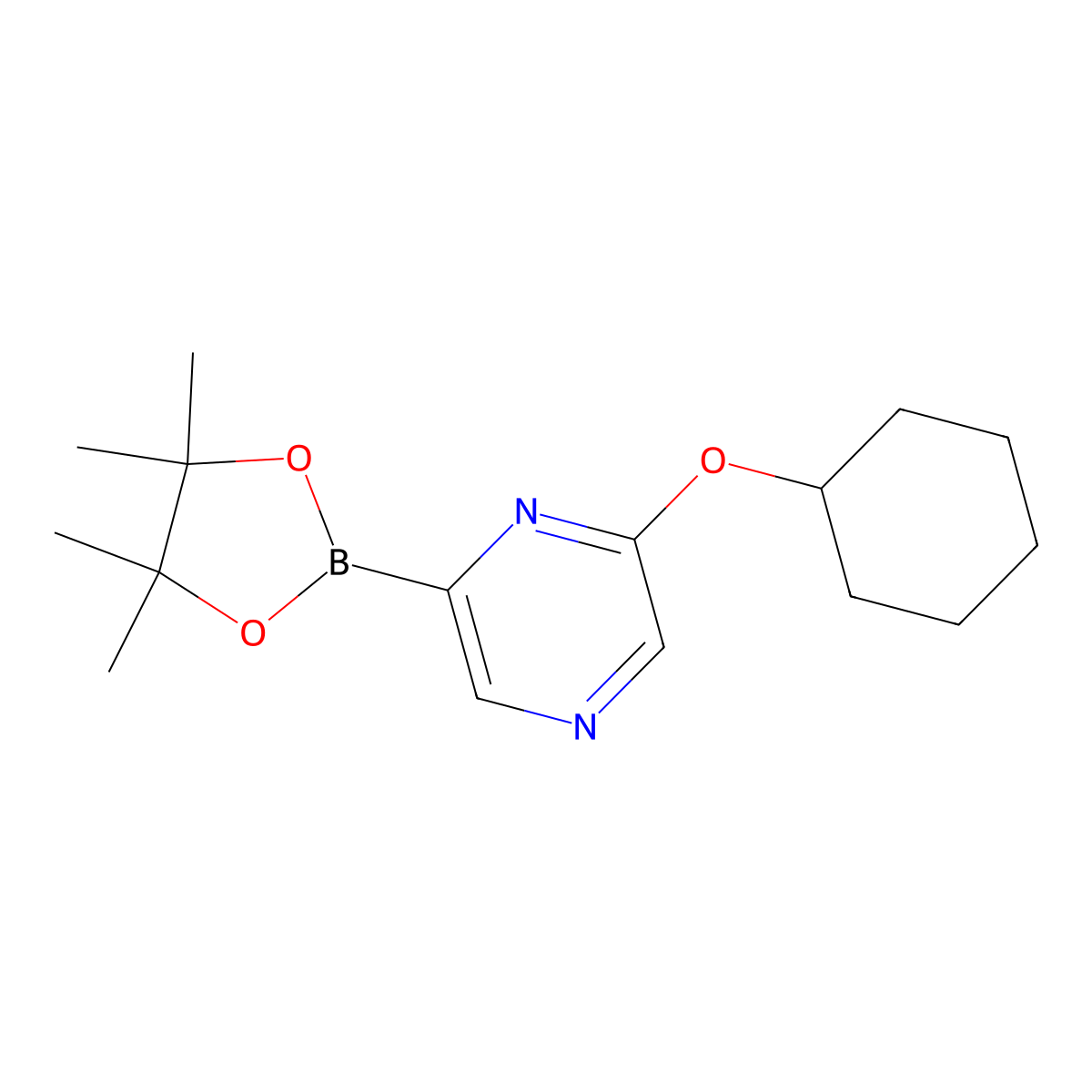 6-(Cyclohexyloxy)pyrazine-2-boronic acid pinacol ester molecular structure, CAS 1402174-33-7