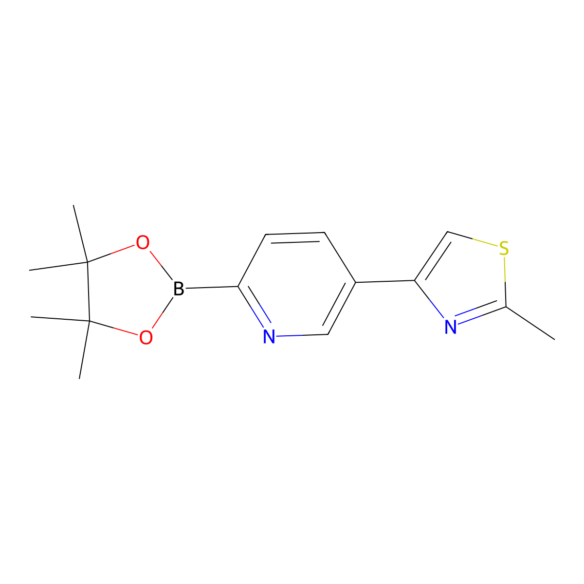 5-(2-Methyl-4-thiazolyl)pyridine-2-boronic acid pinacol ester molecular structure, CAS 1402174-35-9