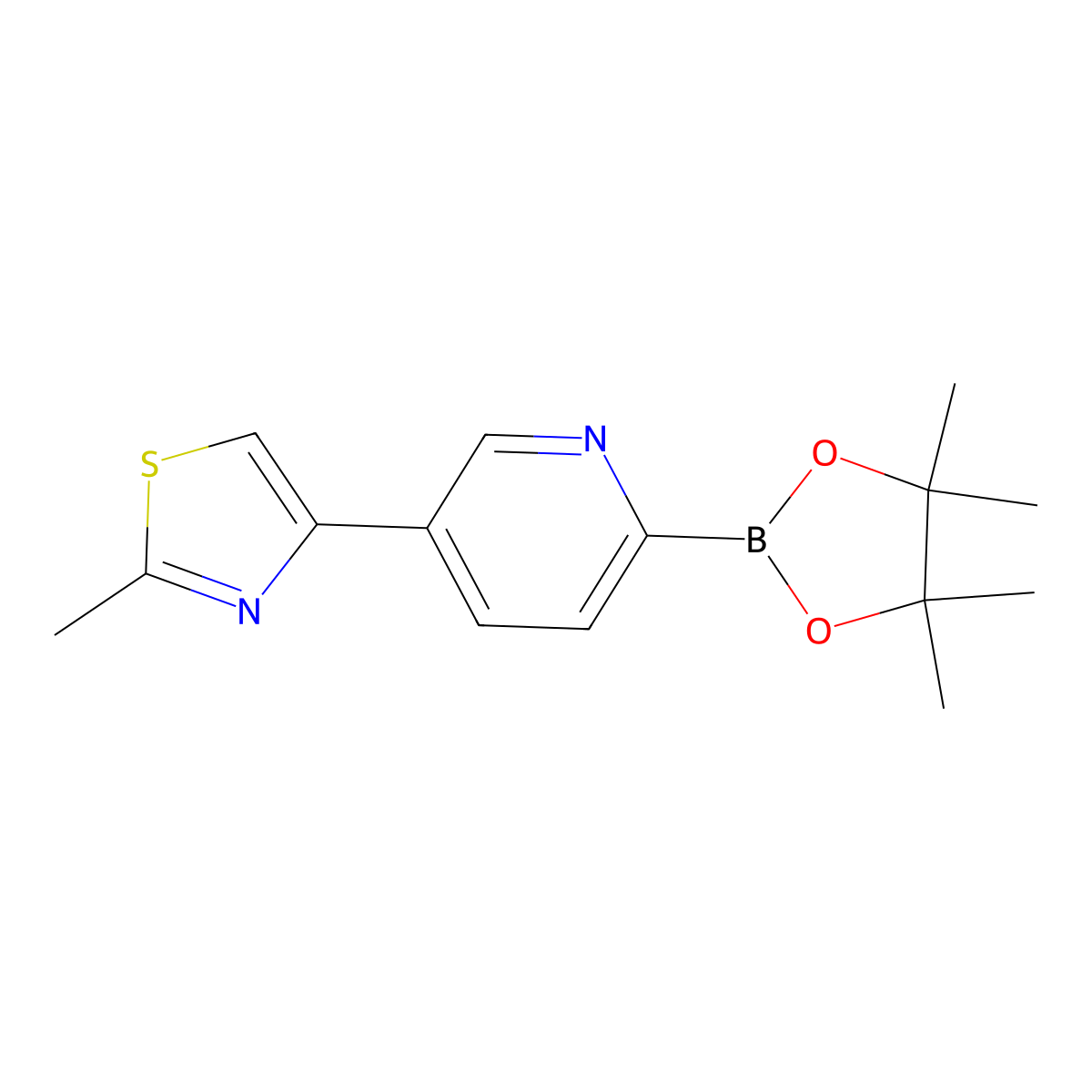 5-(2-Methyl-4-thiazolyl)pyridine-2-boronic acid pinacol ester molecular structure, CAS 1402174-35-9