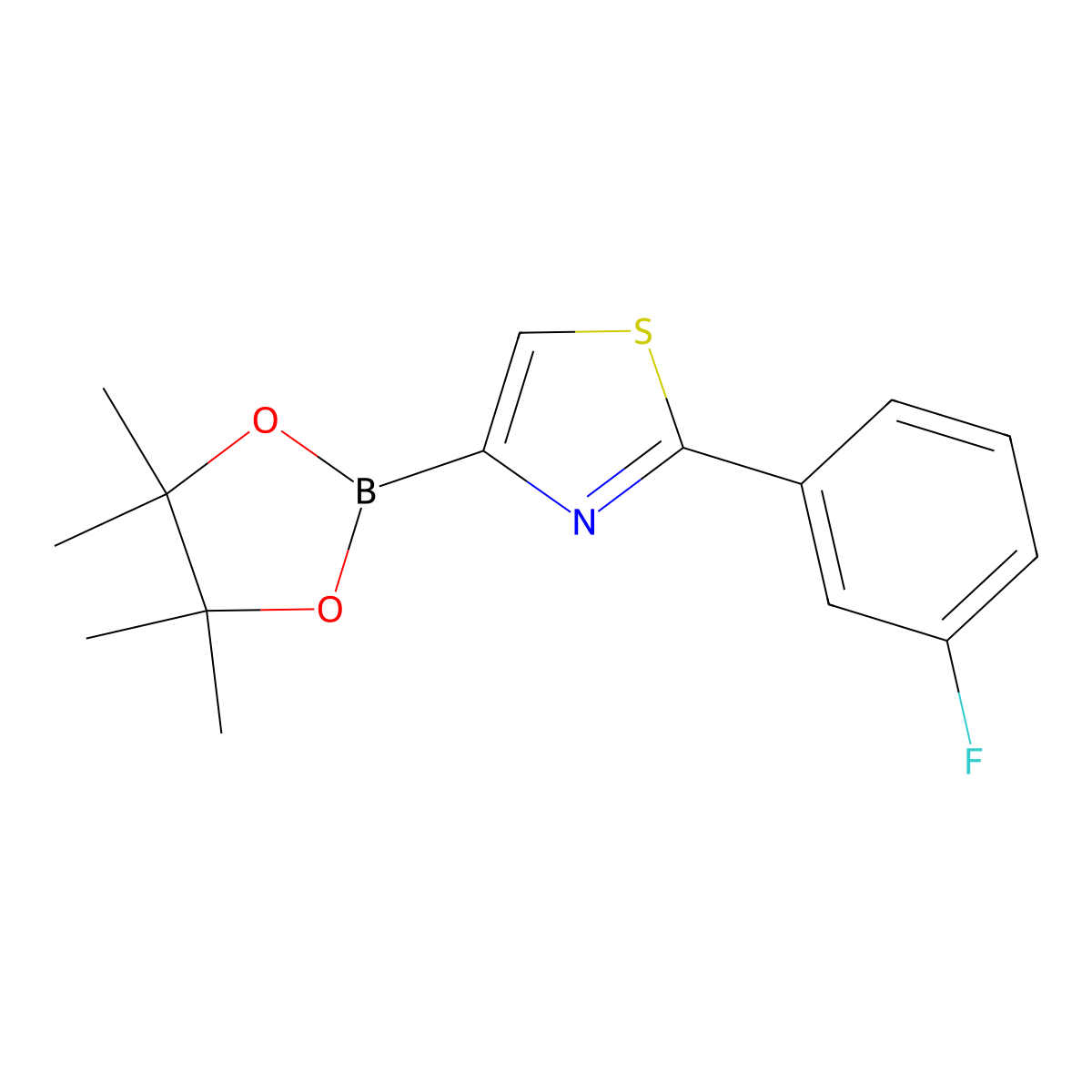 2-(3-Fluorophenyl)-4-(4,4,5,5-tetramethyl-1,3,2-dioxaborolan-2-yl)thiazole molecular structure, CAS 1402174-40-6