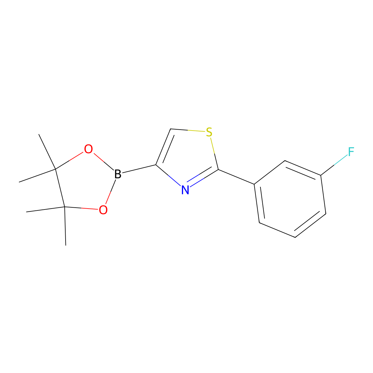 2-(3-Fluorophenyl)-4-(4,4,5,5-tetramethyl-1,3,2-dioxaborolan-2-yl)thiazole molecular structure, CAS 1402174-40-6
