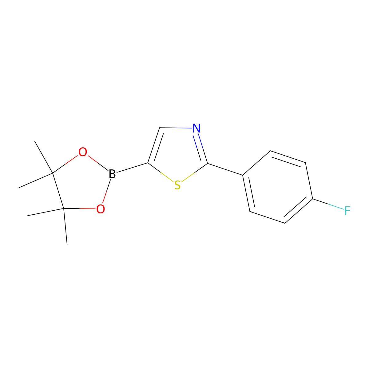 2-(4-Fluorophenyl)thiazole-5-boronic acid pinacol ester molecular structure, CAS 1402174-41-7