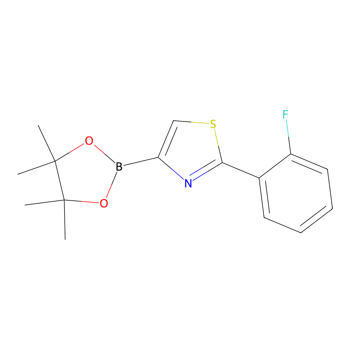 2-(2-Fluorophenyl)thiazole-4-boronic acid pinacol ester molecular structure, CAS 1402174-42-8