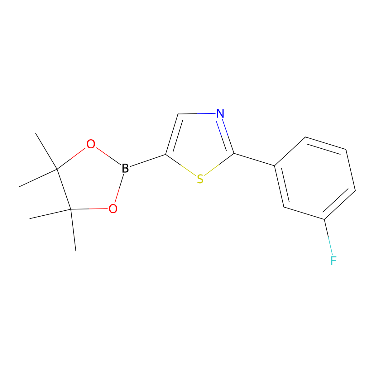 2-(3-Fluorophenyl)thiazole-5-boronic acid pinacol ester molecular structure, CAS 1402174-43-9