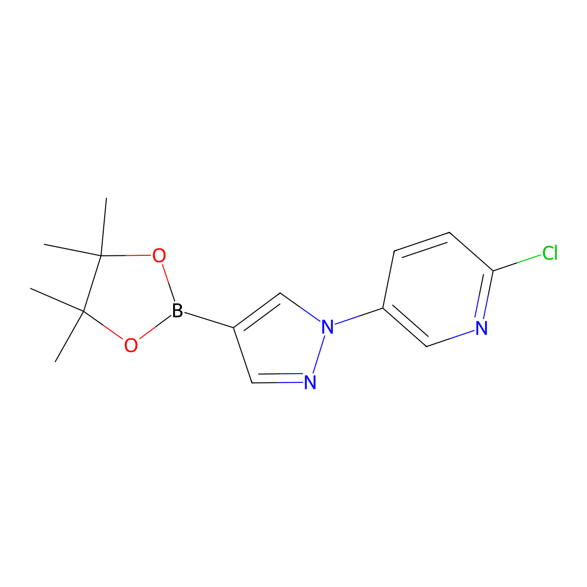 1-(6-Chloro-3-pyridyl)-1H-pyrazole-4-boronic acid pinacol ester molecular structure, CAS 1402174-46-2