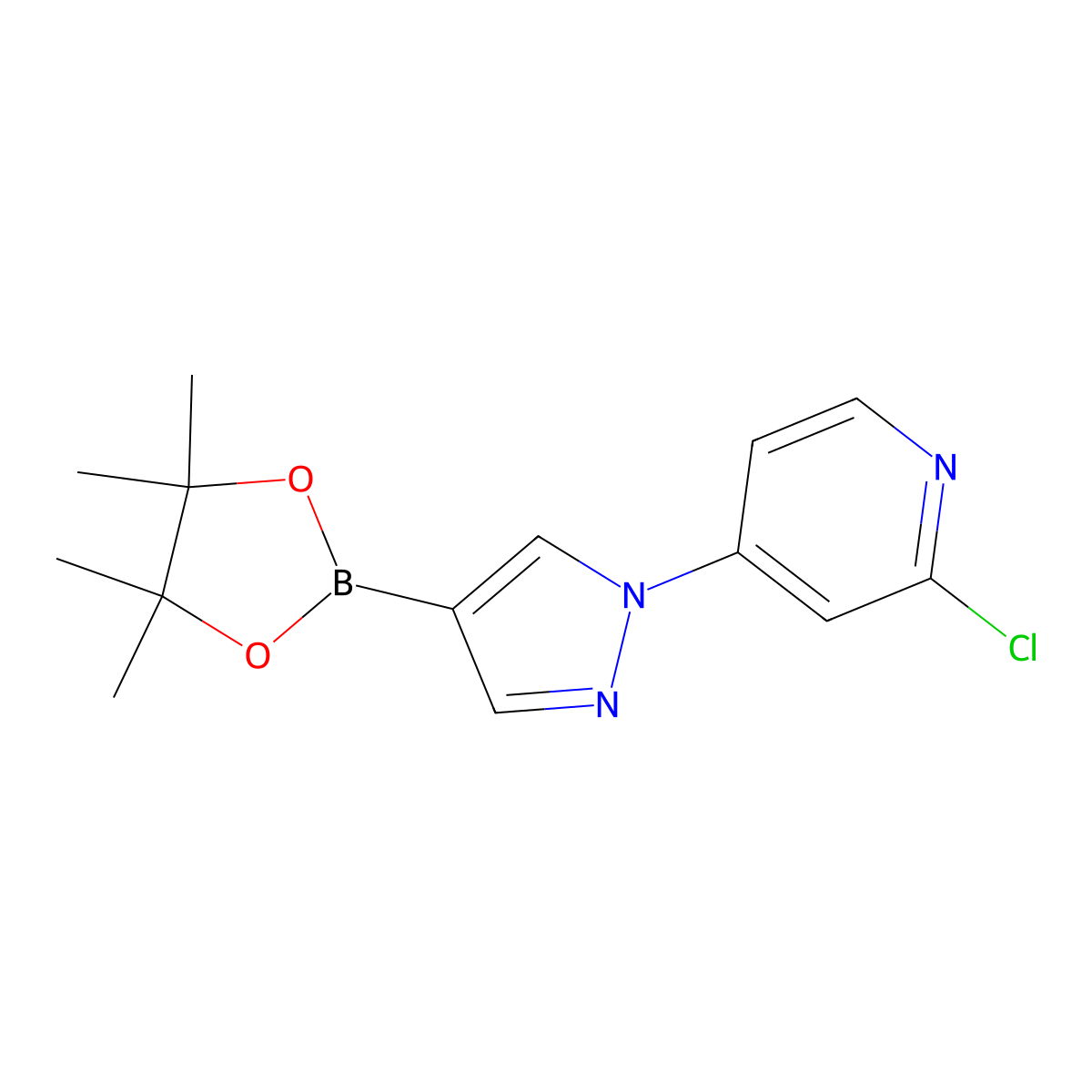 1-(2-Chloro-4-pyridyl)-1H-pyrazole-4-boronic acid pinacol ester molecular structure, CAS 1402174-47-3