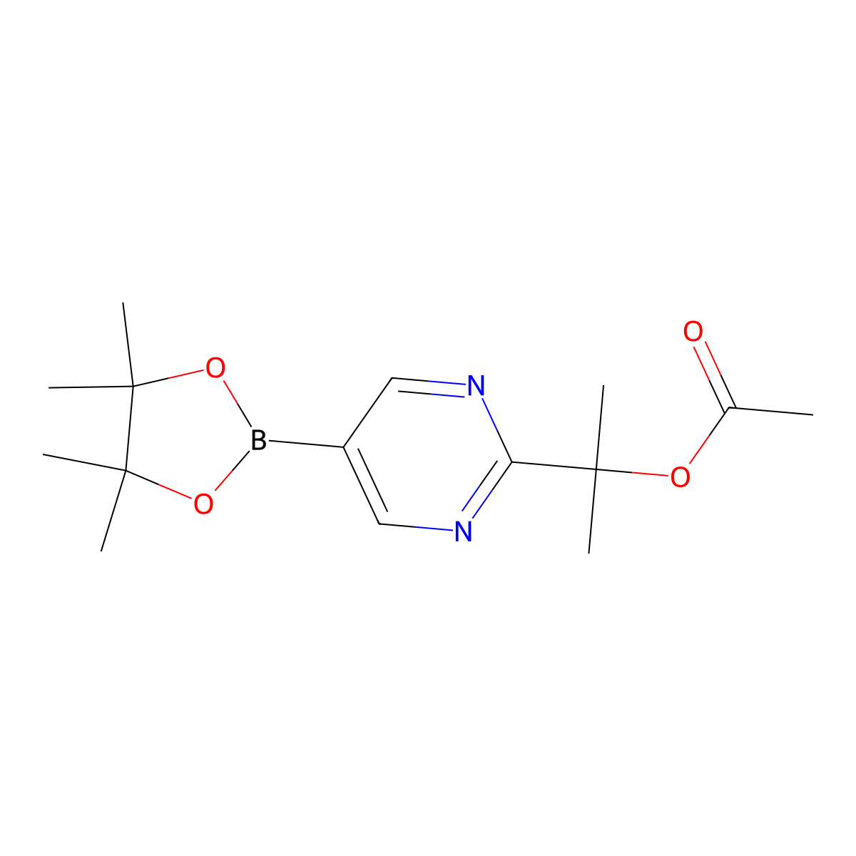 2-(1-Acetoxy-1-methylethyl)pyrimidine-5-boronic acid pinacol ester molecular structure, CAS 1402174-52-0