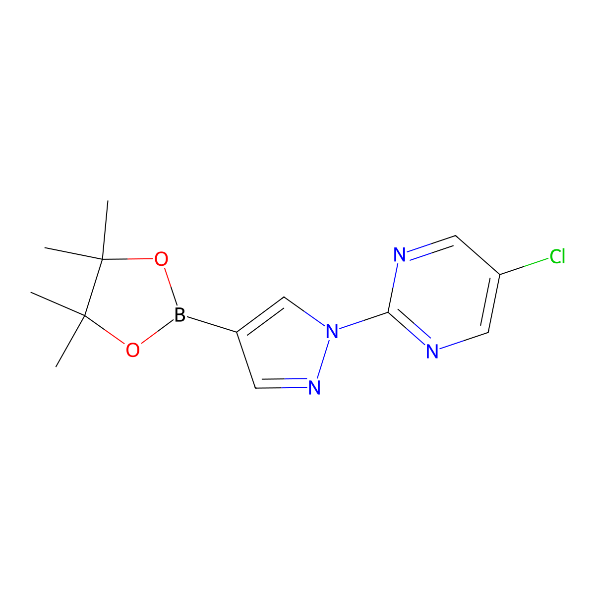 1-(5-Chloro-2-pyrimidyl)pyrazole-4-boronic acid pinacol ester molecular structure, CAS 1402174-54-2