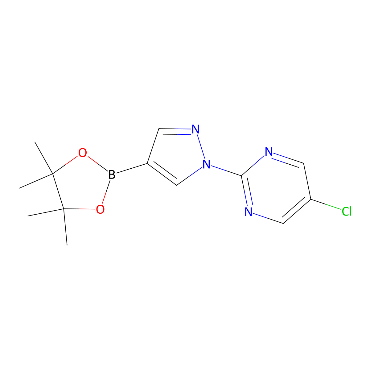 1-(5-Chloro-2-pyrimidyl)pyrazole-4-boronic acid pinacol ester molecular structure, CAS 1402174-54-2