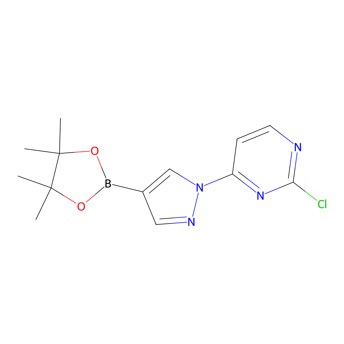 1-(2-Chloro-4-pyrimidyl)pyrazole-4-boronic acid pinacol ester molecular structure, CAS 1402174-55-3