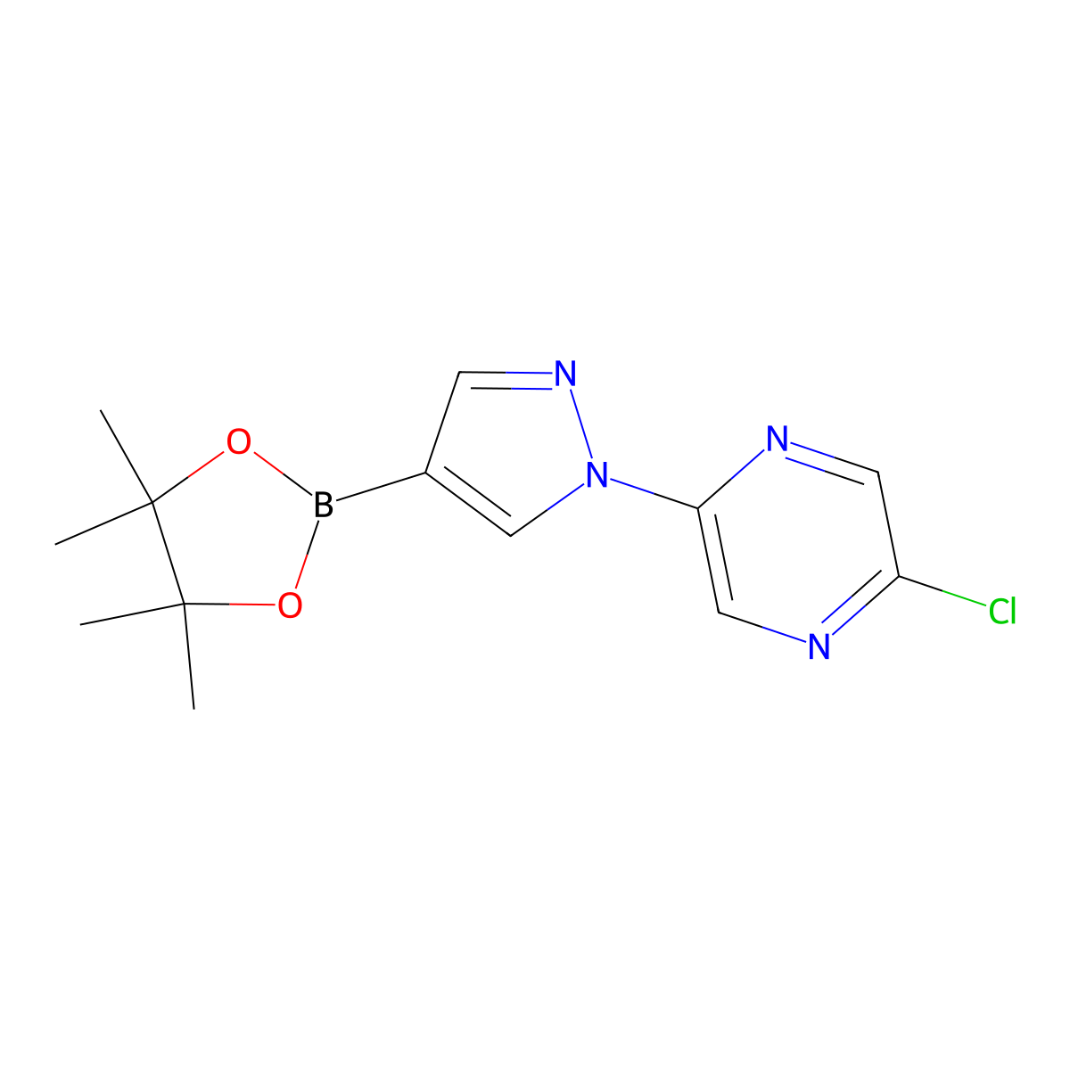 1-(5-Chloro-2-pyrazyl)pyrazole-4-boronic acid pinacol ester molecular structure, CAS 1402174-56-4